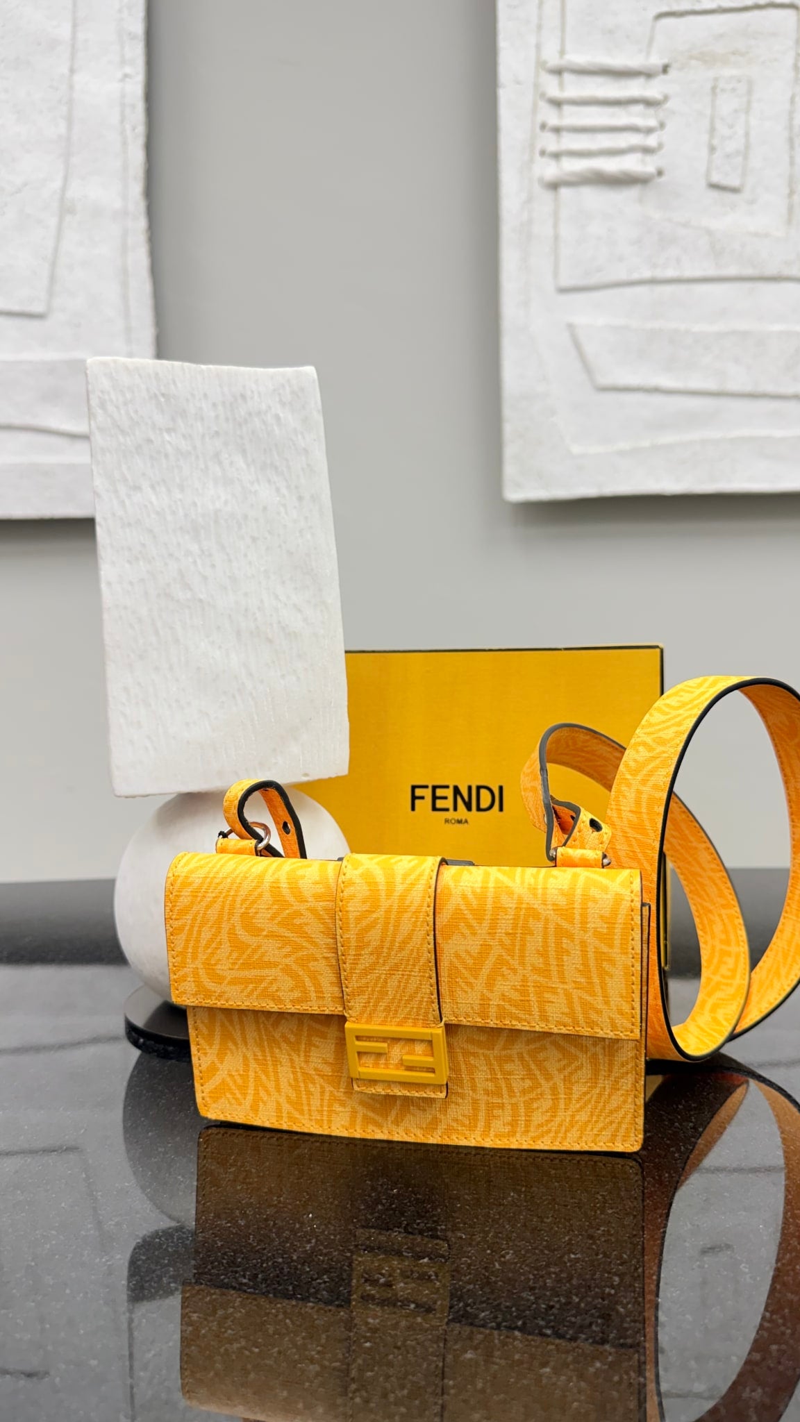 Fendi Yellow Zucca Coated Canvas Vertigo Crossbody Bag