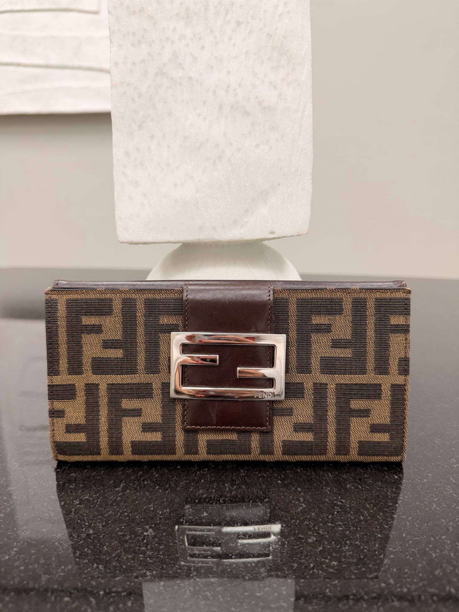 Fendi Zucca W-Hook Long Wallet