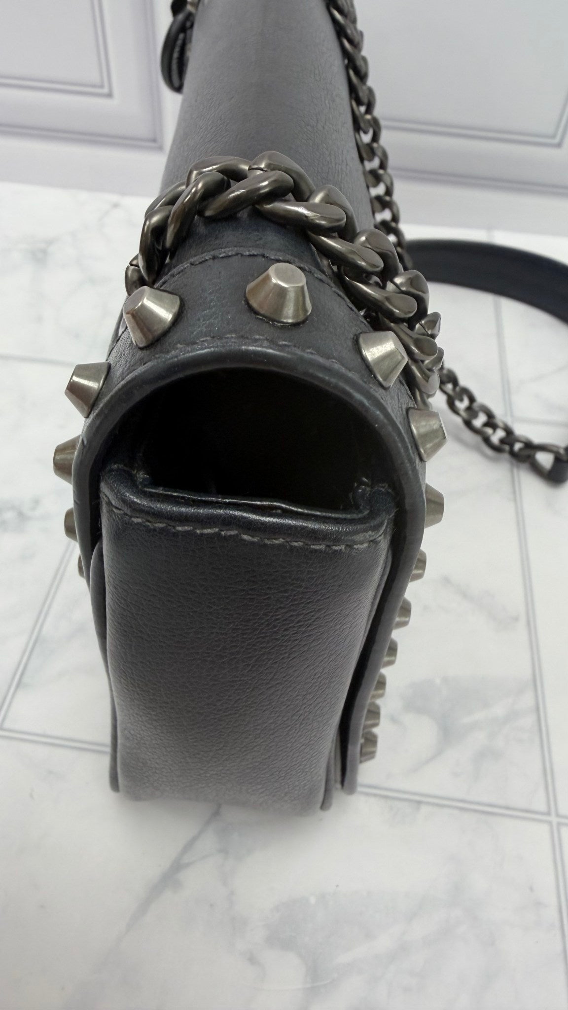 Prada Black Leather Studded Crossbody