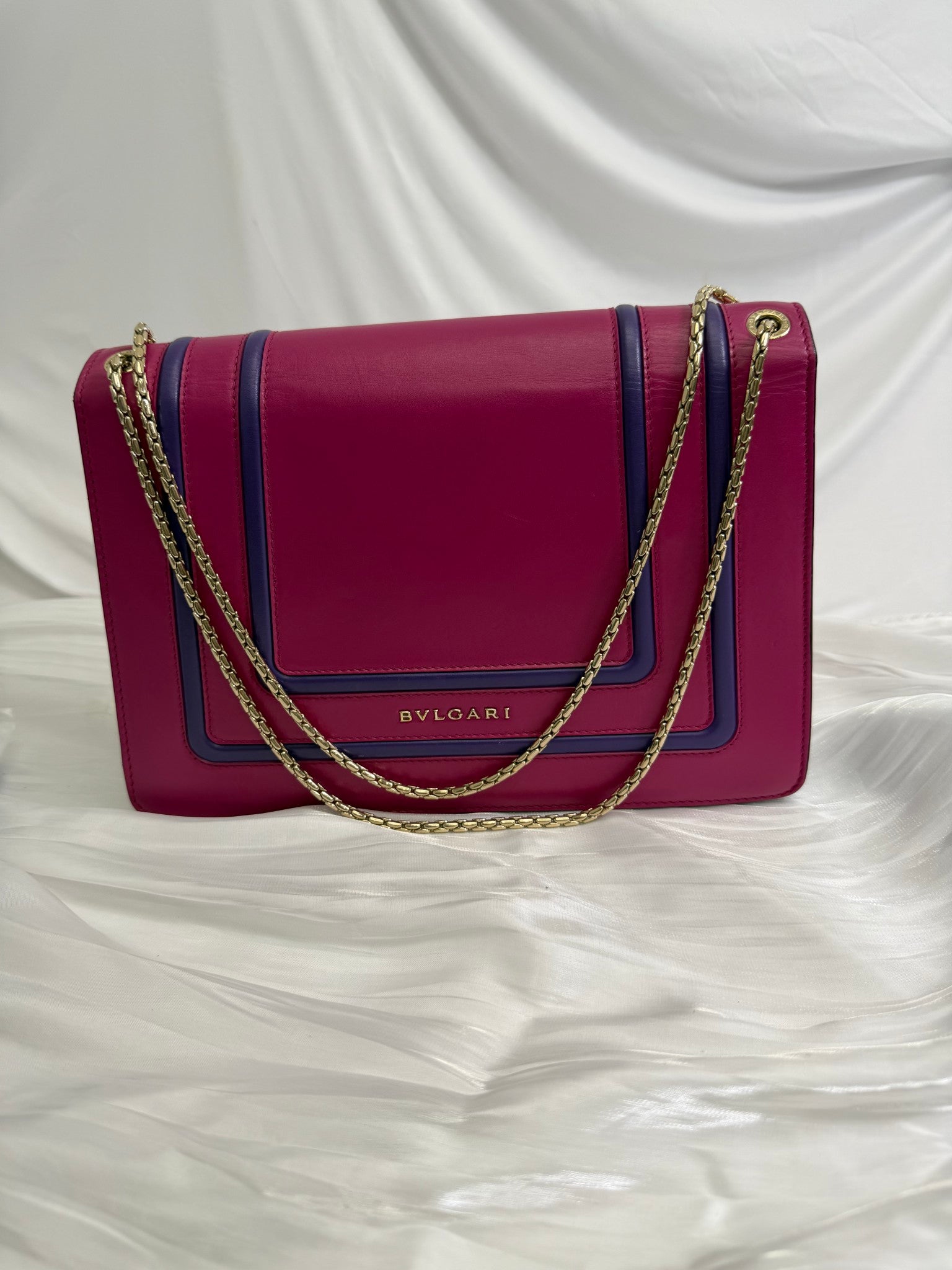 Bvlgari Pink and Purple Leather Serpenti Forever Bag