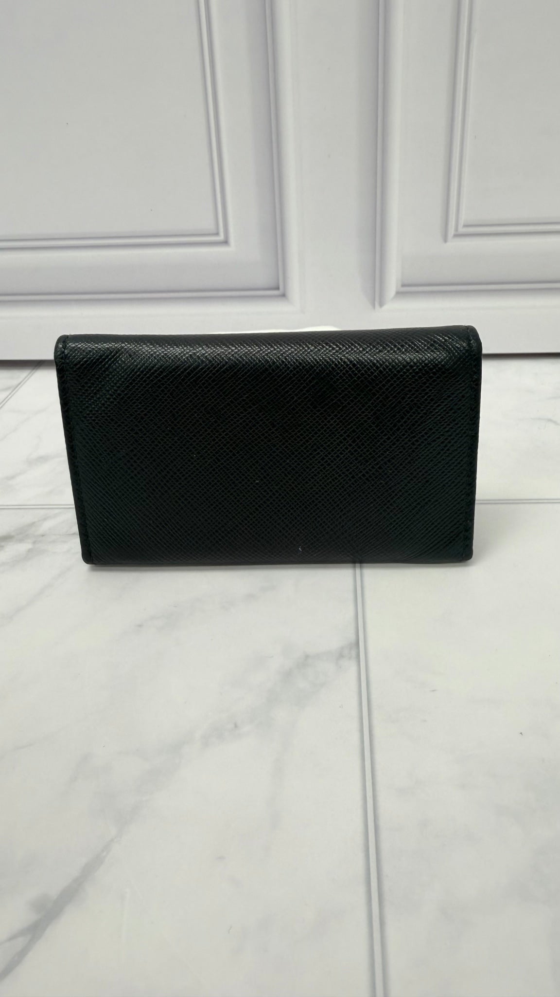 Prada Black Saffiano Leather 6 Key Holder