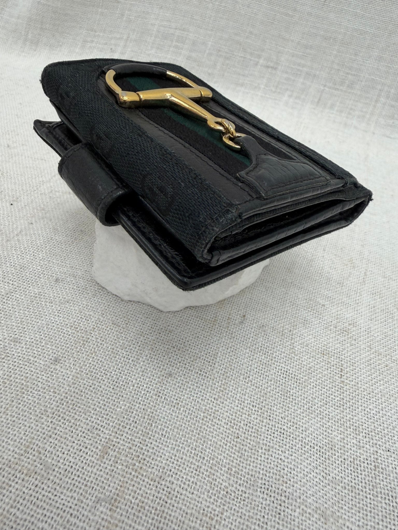 Gucci Black Canvas 1955 Horsebit Compact Wallet