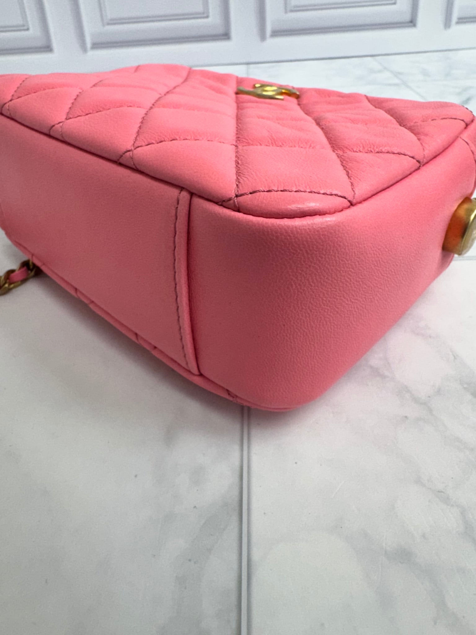Chanel Pink Quilted Leather Pearl Crush Camera Bag