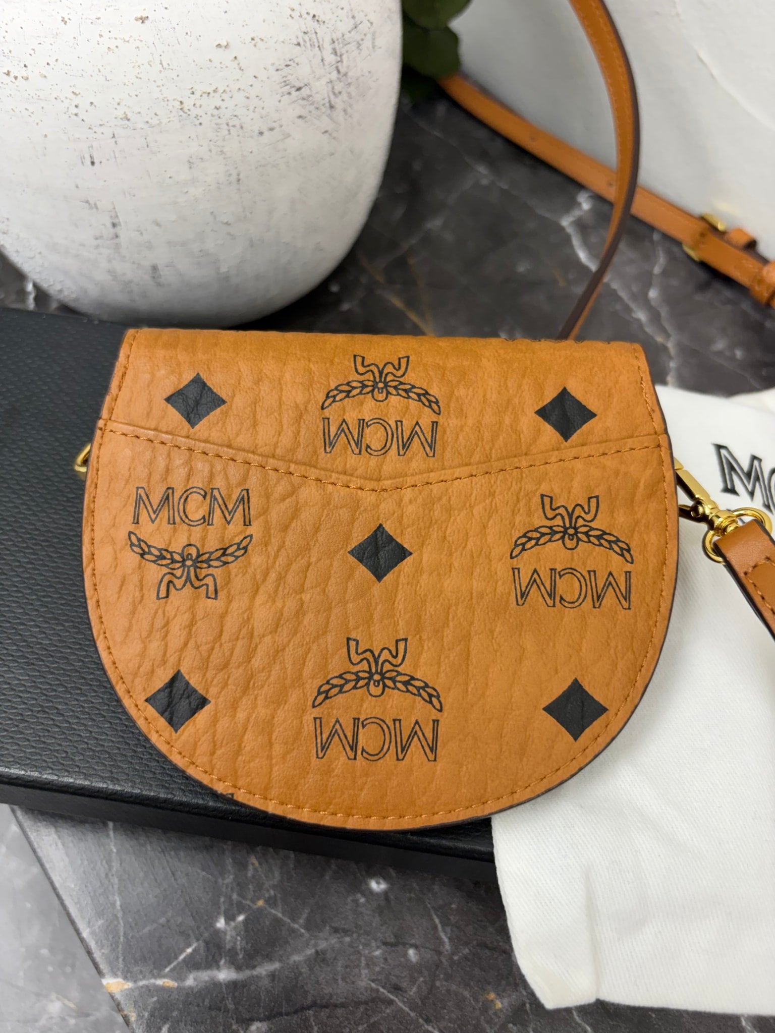 MCM Brown Visetos Patricia Crossbody Bag