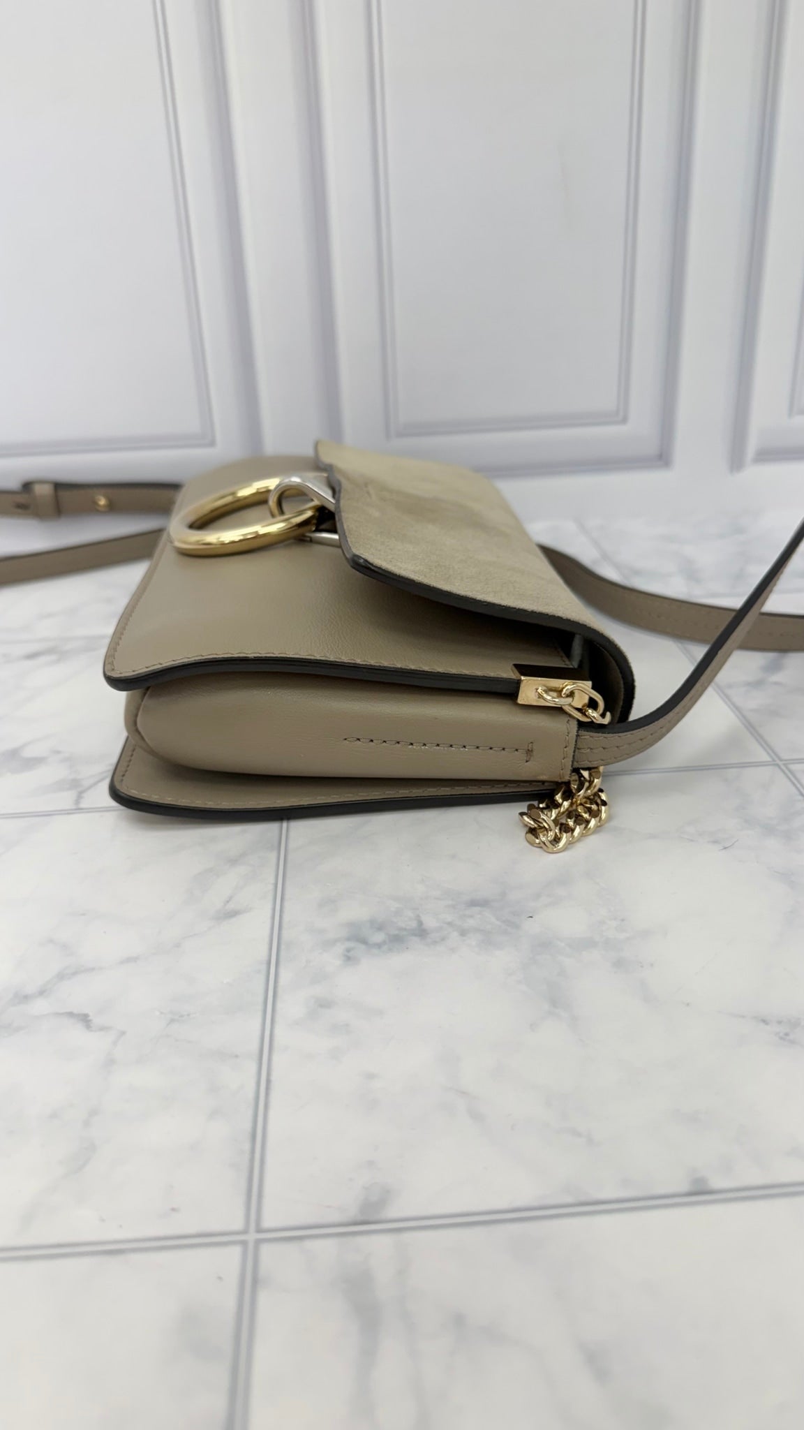 LIKE NEW - Chloe Grey Leather Small Faye Crossbody Bag