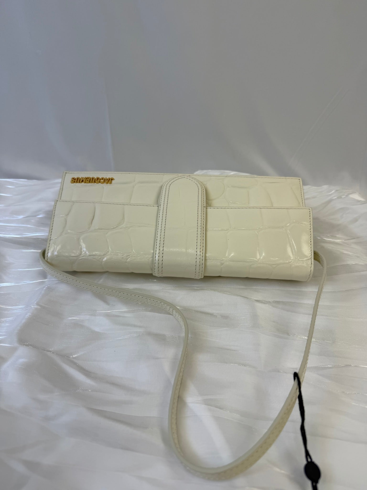 BRAND NEW- Jacquemus White Croc Embossed Le Grand Bambino Bag