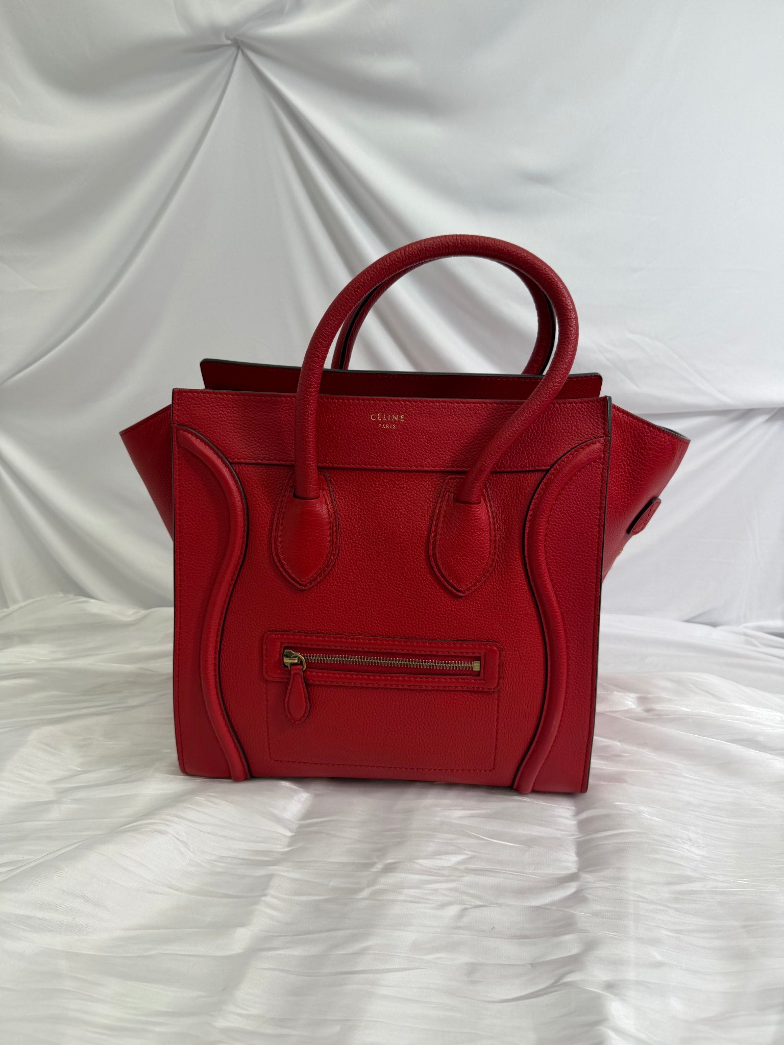 Celine Red Leather Mini Luggage Tote