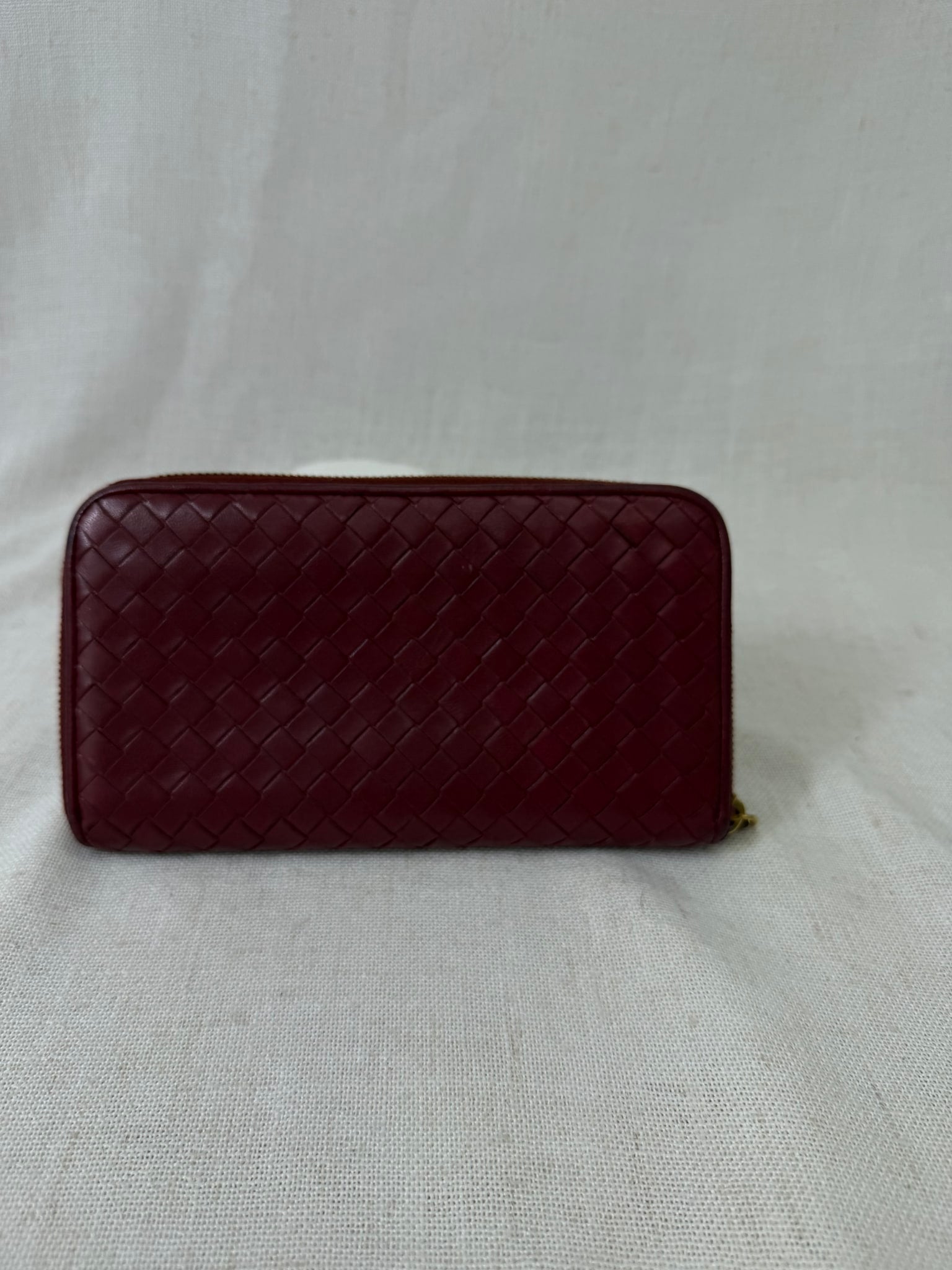 Bottega Veneta Red Leather Zip Around Wallet