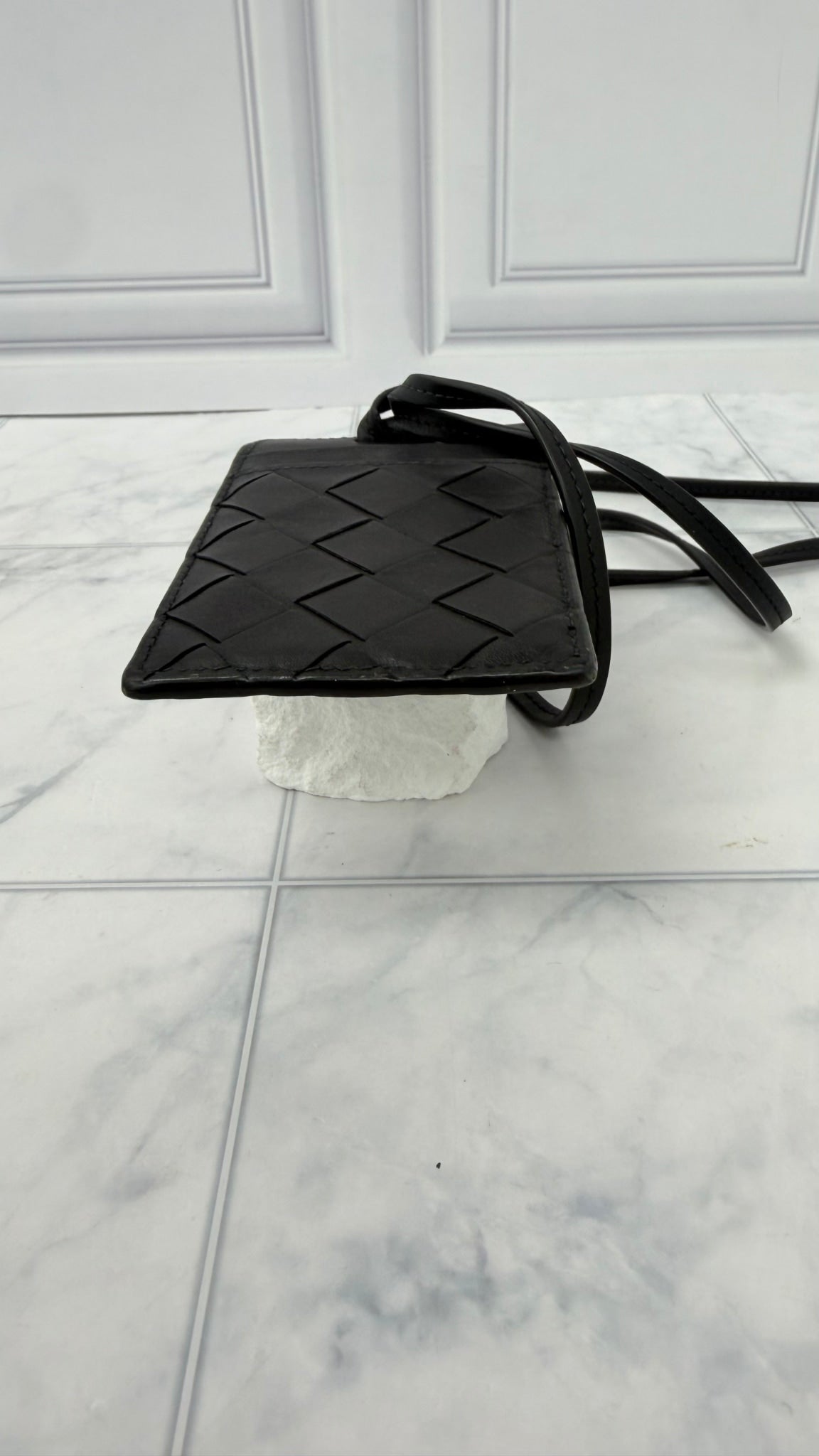 Bottega Veneta Black Intrecciato Leather Lanyard