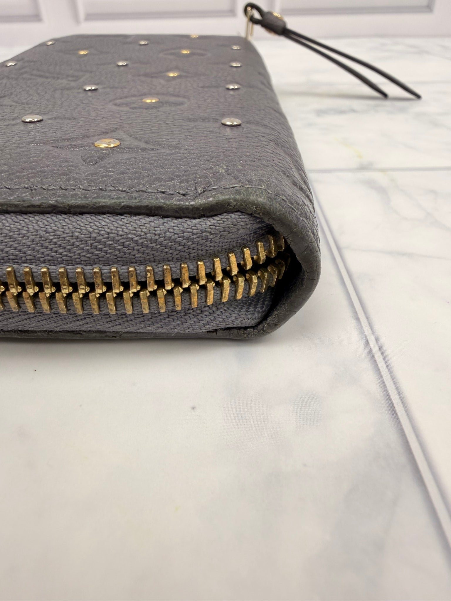 Louis Vuitton Charcoal Studded Empreinte Zippy Wallet