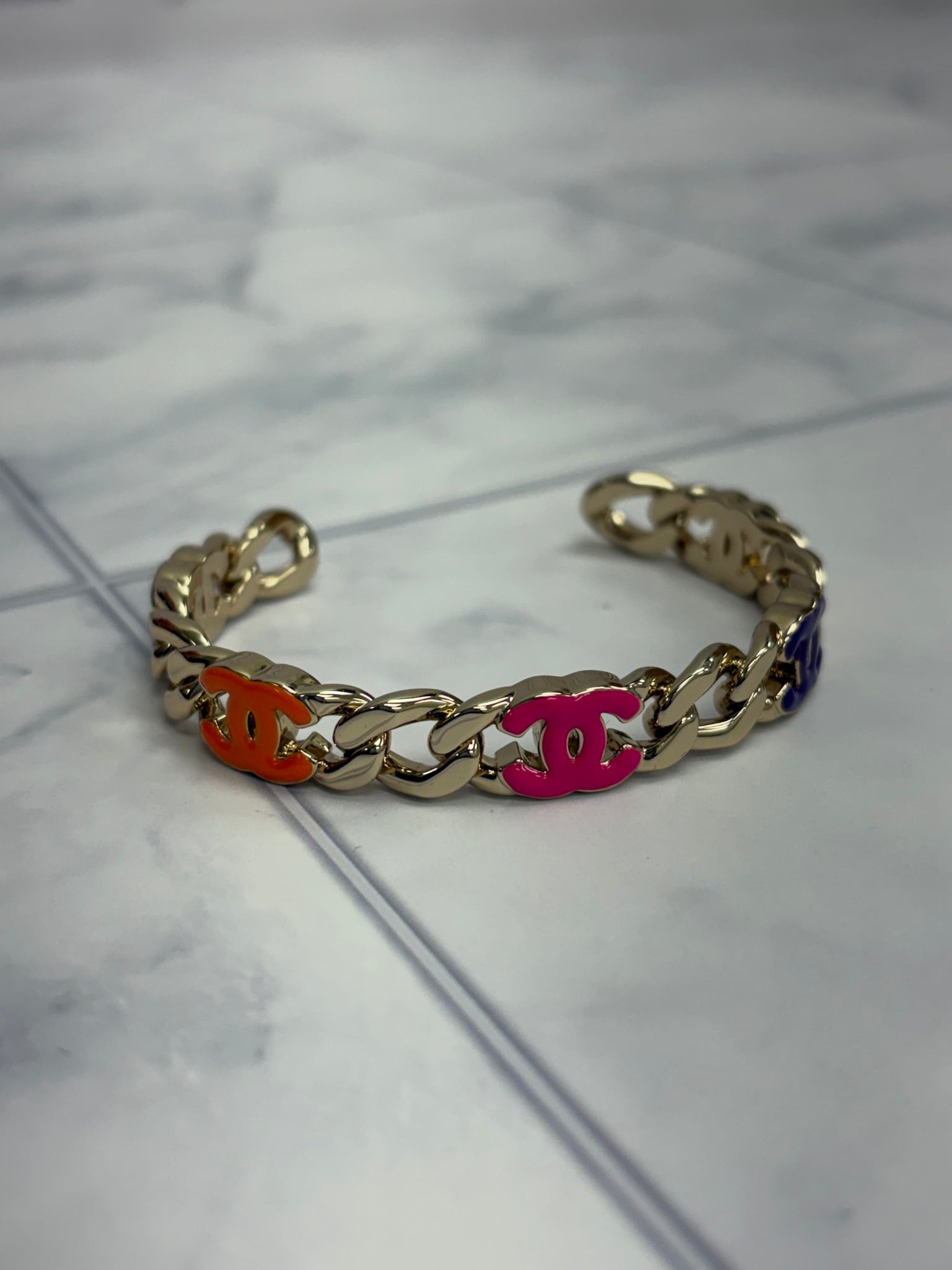 Chanel Multi color CC Enamel Chain Cuff
