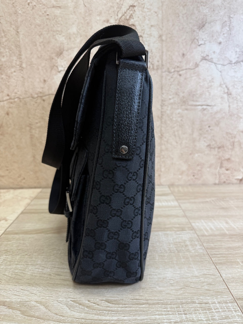 Gucci GG Black Canvas Messenger Bag
