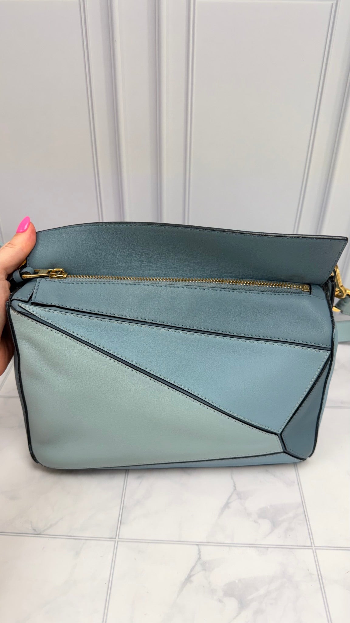 Loewe Blue Tri- Color Leather Small Puzzle Bag