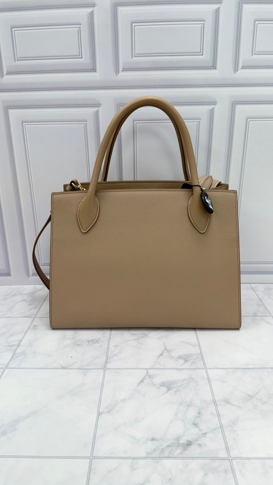 Prada Dust Rose Saffiano Monochrome Medium 2Way Tote Bag