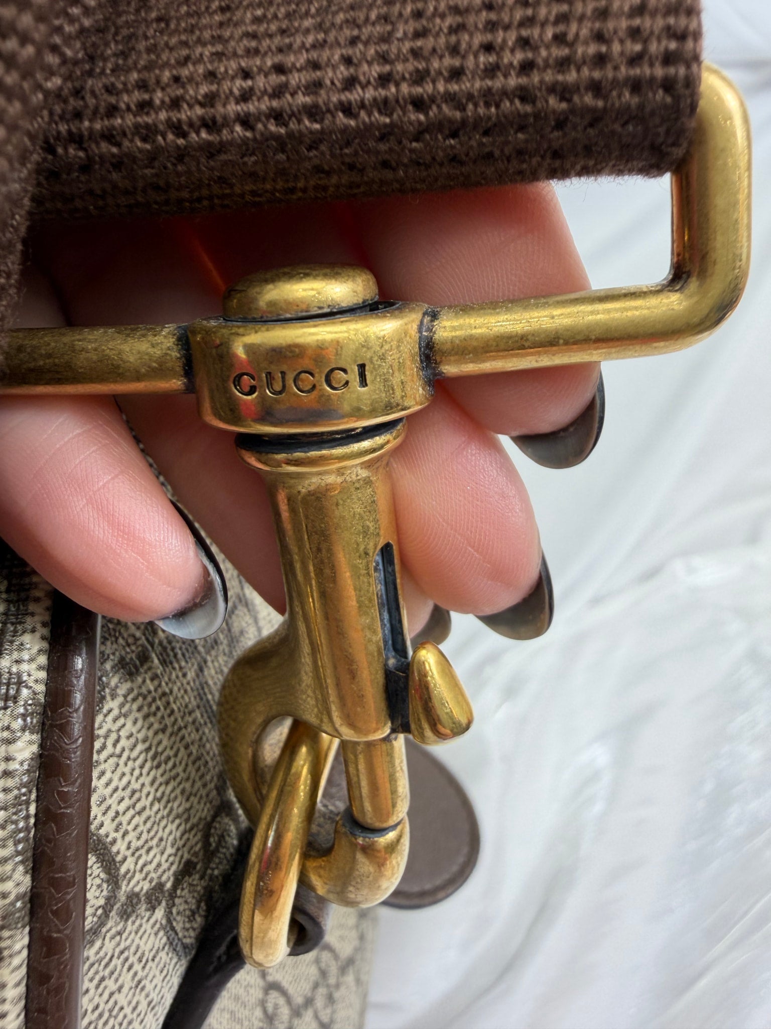 Gucci GG Brown Coated Canvas Ophidia Medium Duffle Bag