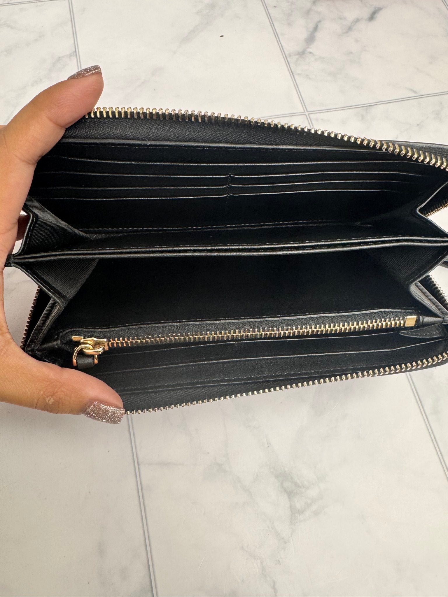 Valentino Black Leather Long Zippy Wallet