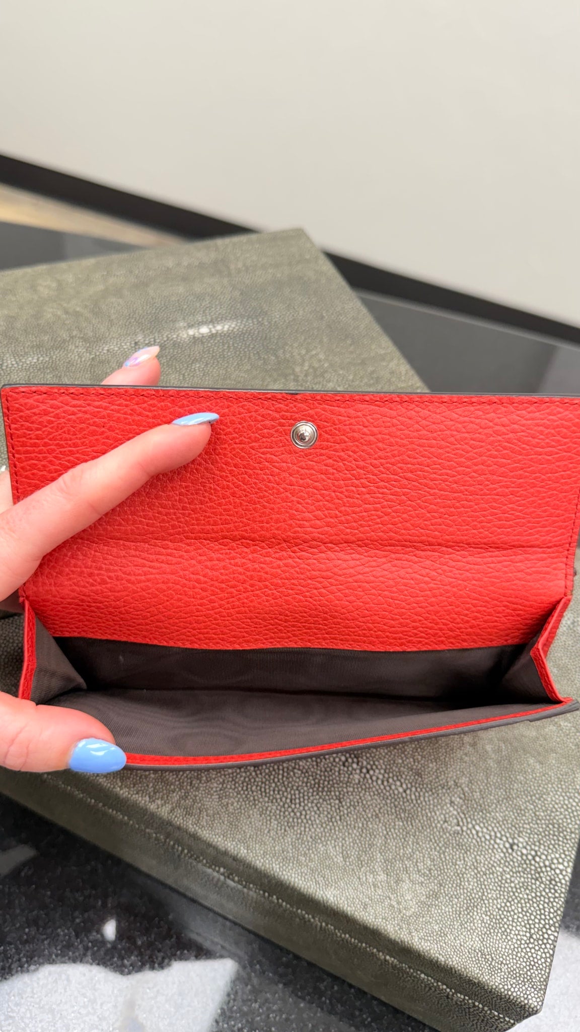 Gucci Red Grained Leather Long Wallet