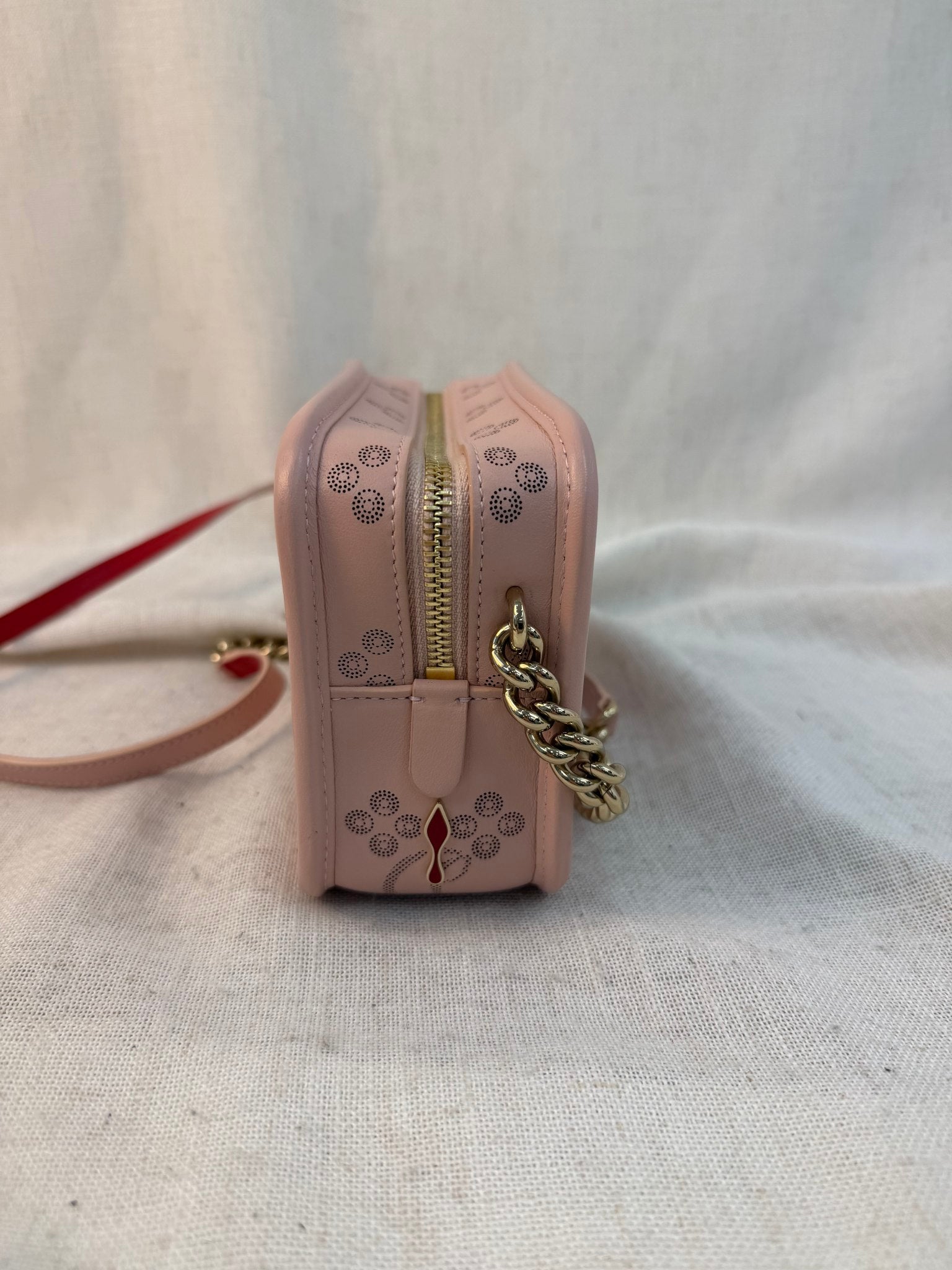 Christian Louboutin Light Pink Leather Raidioloubi Camera Bag
