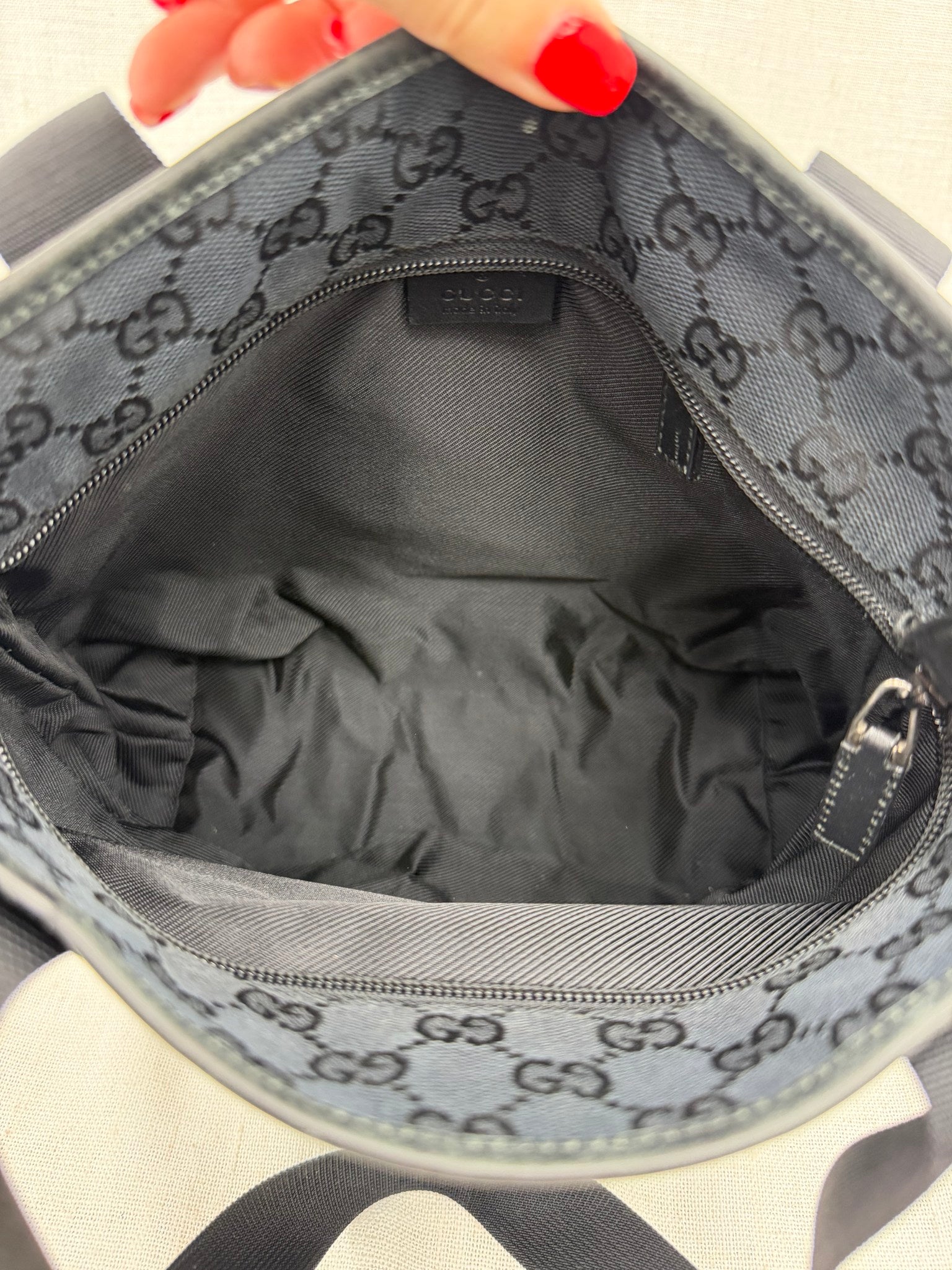 Gucci Black GG Canvas & Leather Tote Bag