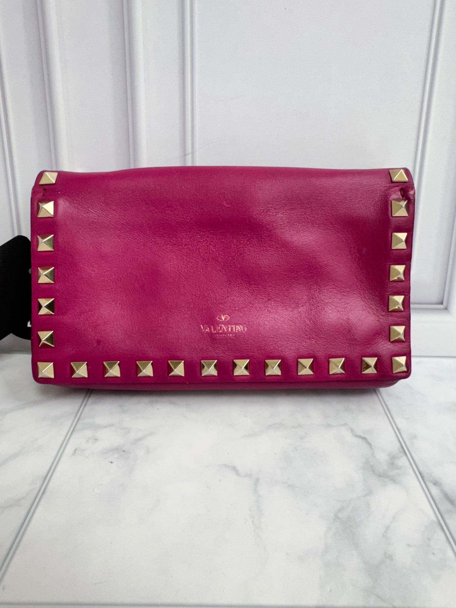 Valentino Fuchsia Leather Rockstud Small Crossbody Bag