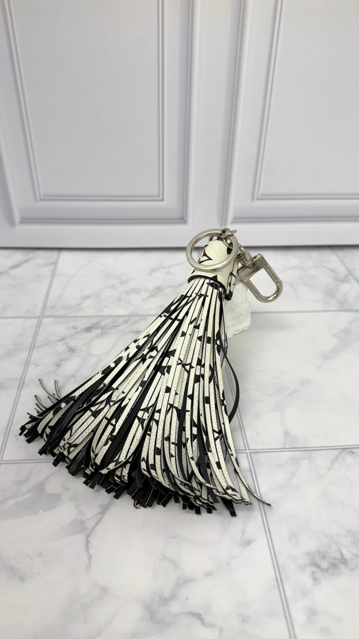 Louis Vuitton Monogram Black And White Tassel Charm