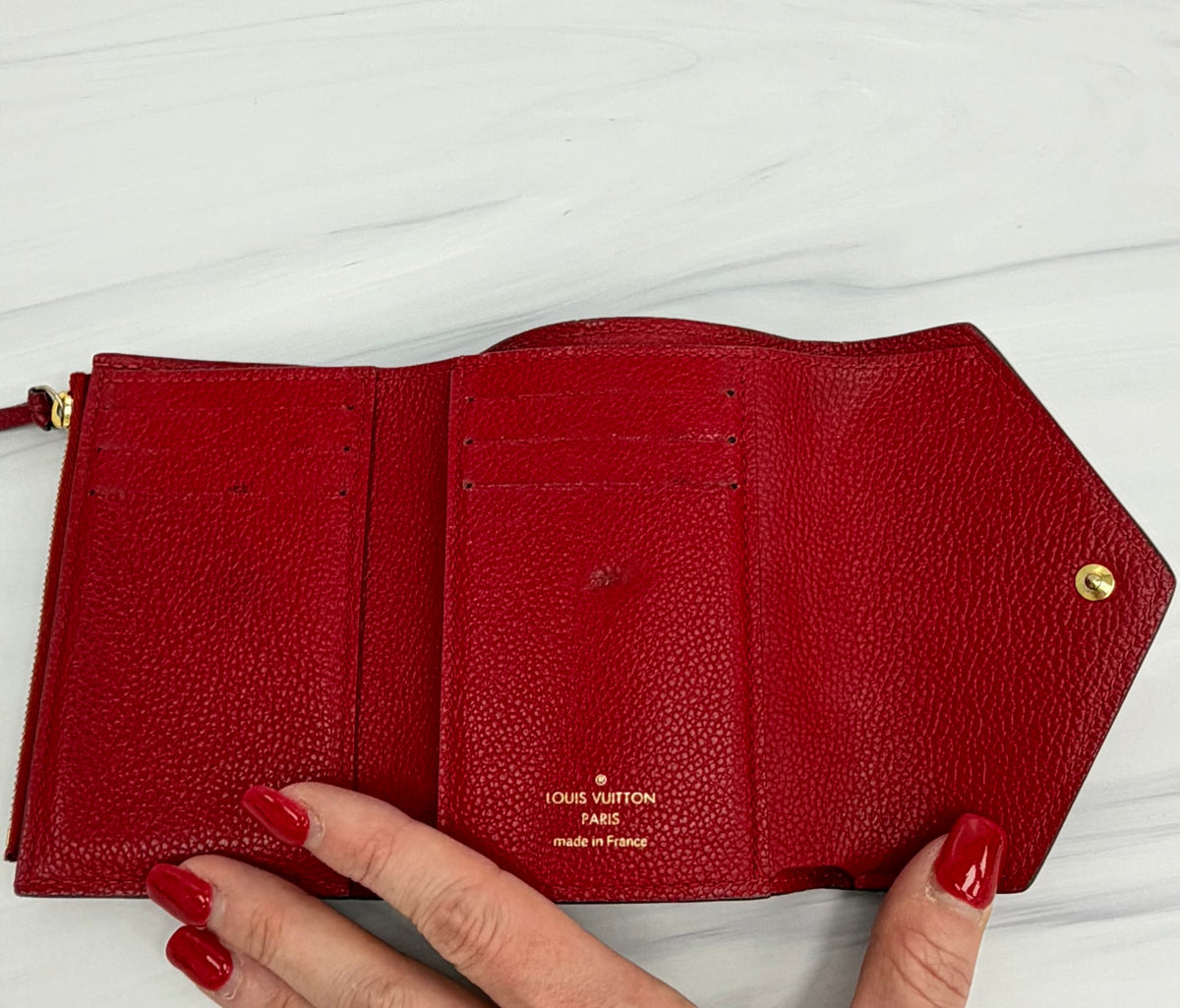 Louis Vuitton Red Empreinte Leather Trifold Wallet