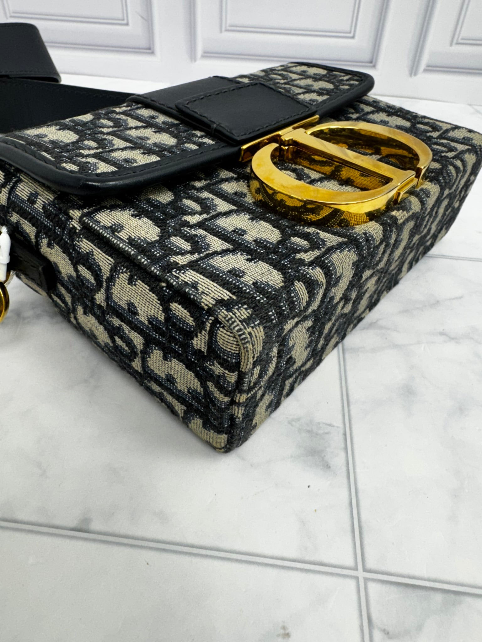 Christian Dior Navy Oblique Jacquard 30 Montaigne Box Crossbody Bag