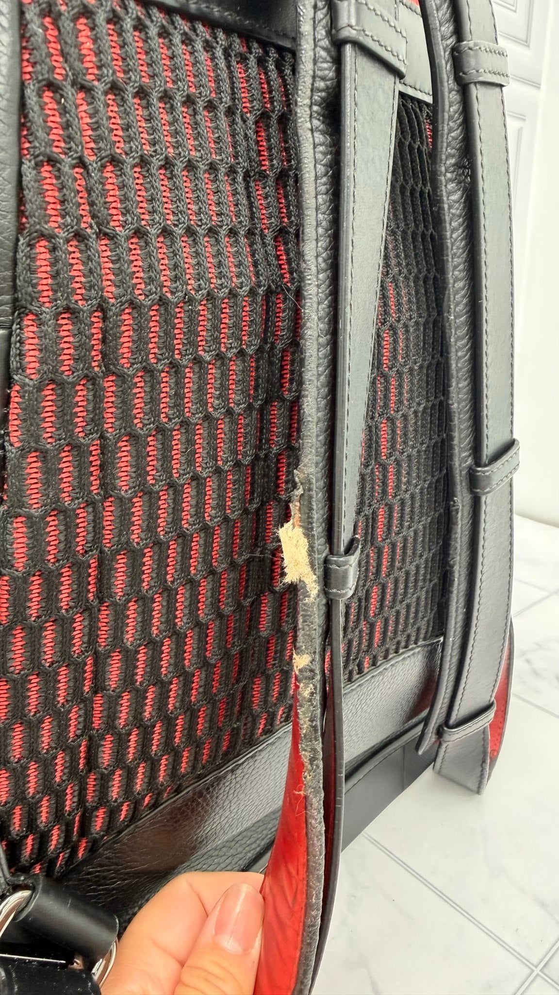 Christian Louboutin Black Leather Explorafunk Spike Backpack