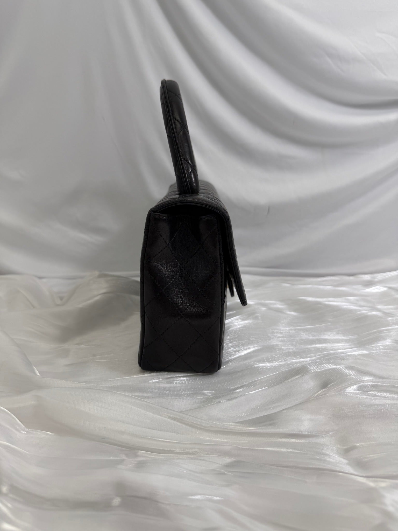 Chanel Black Lambskin Small Top Handle Bag