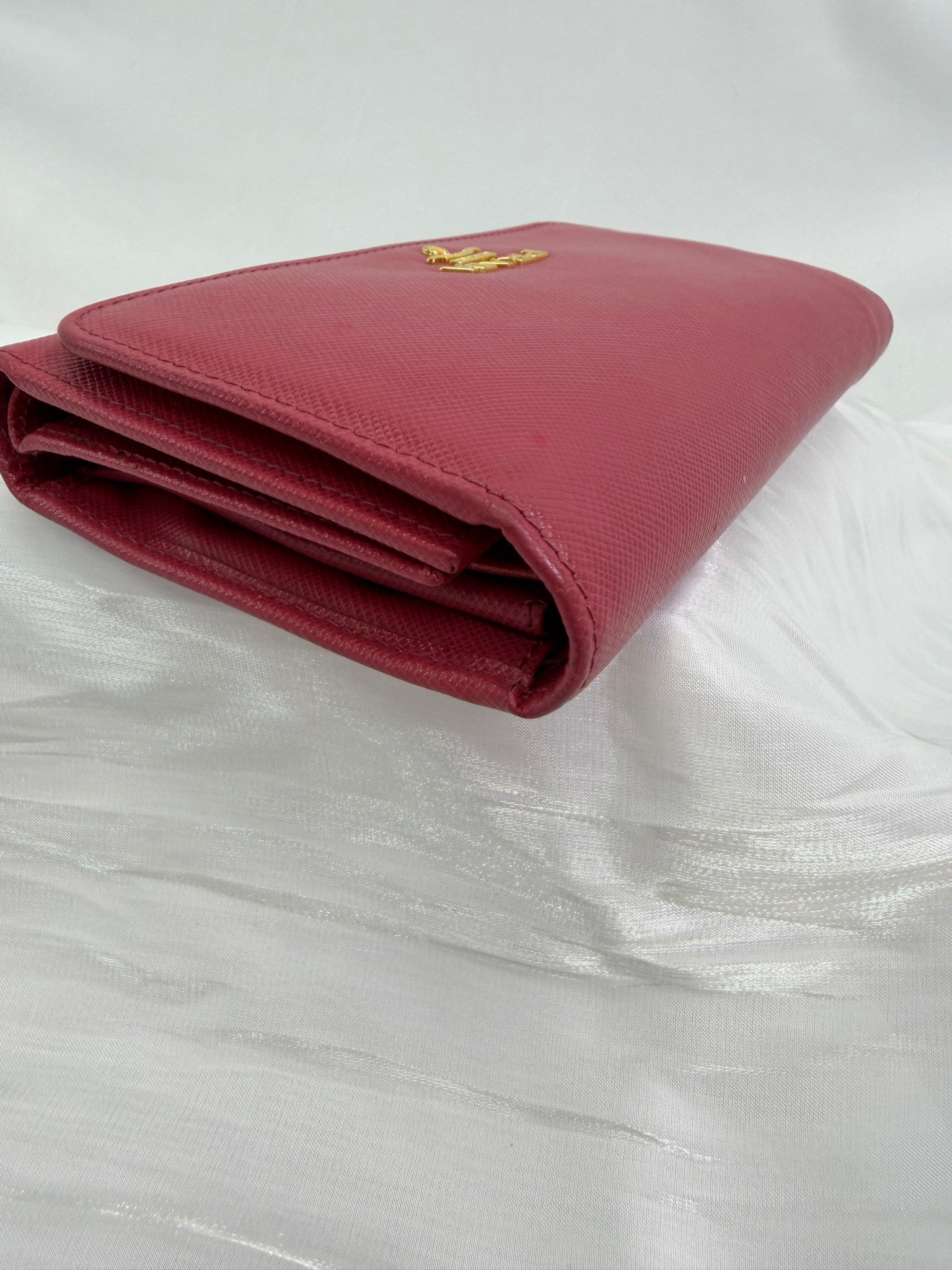 Prada Pink Saffiano Leather Trifold Wallet