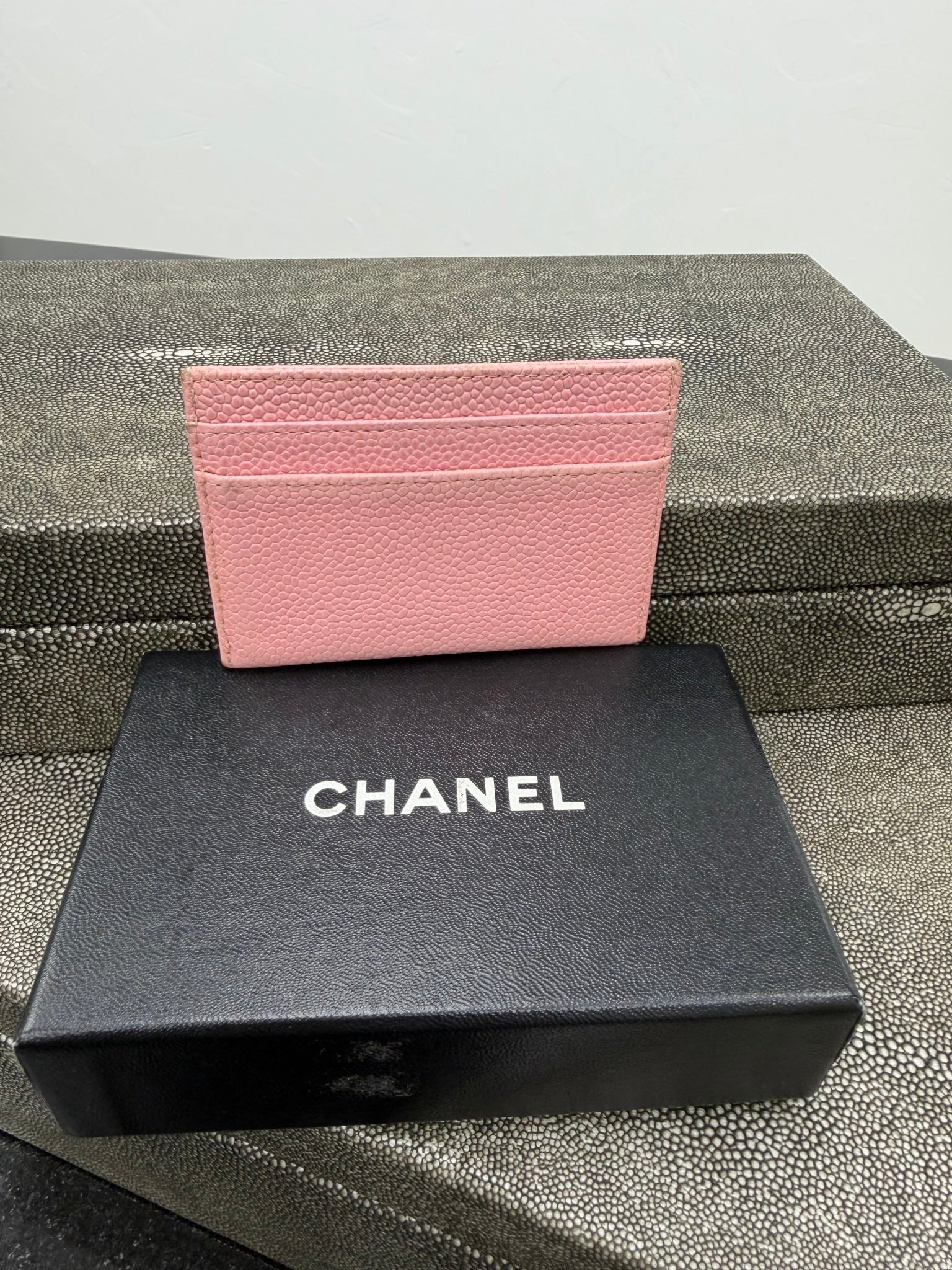 Chanel Pink Caviar Leather Card Case