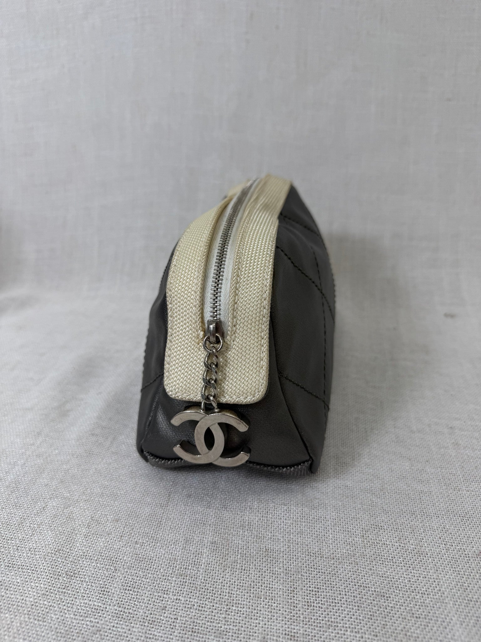 Chanel Grey PVC Leather Pouch