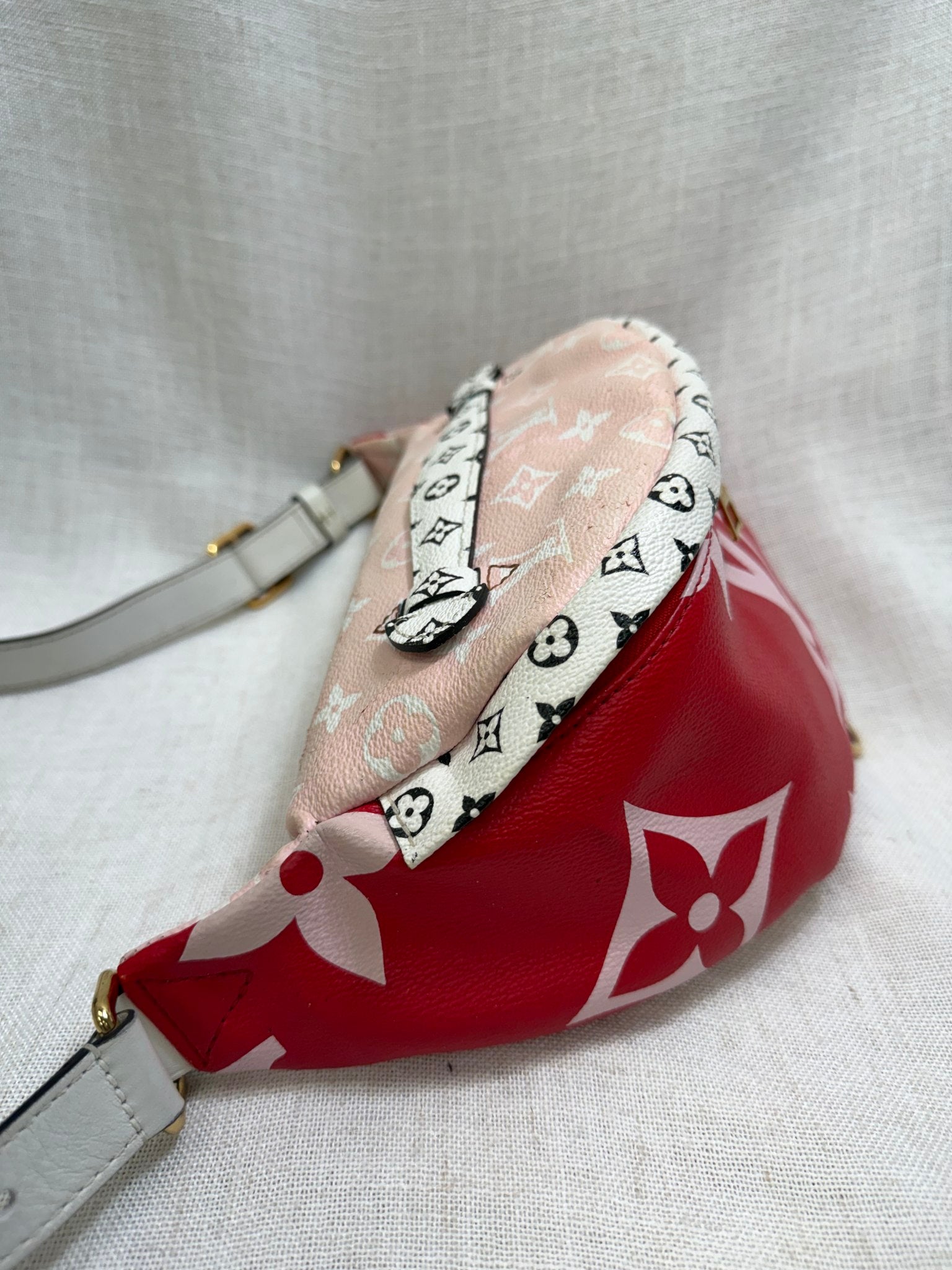 Louis Vuitton Pink Red And White Monogram Giant Bumbag