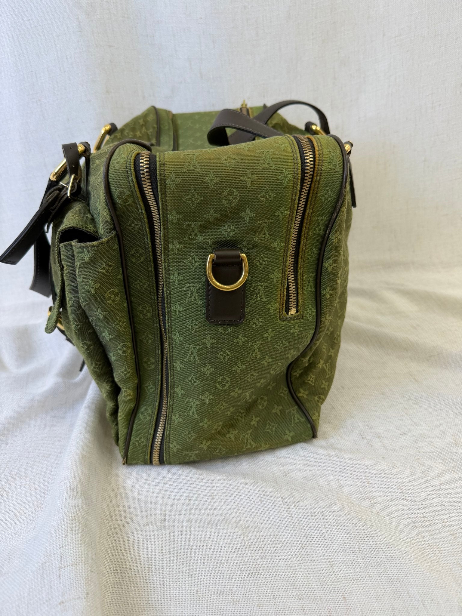 Louis Vuitton Olive Green Monogram Canvas Mini Lin Claudine Duffle Bag