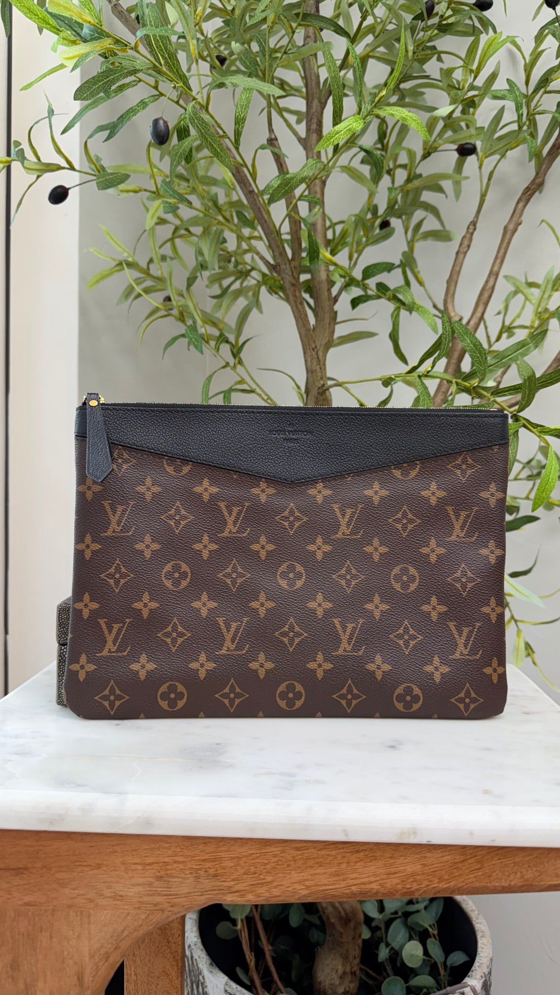 Louis Vuitton Monogram & Black Zipper Pouch