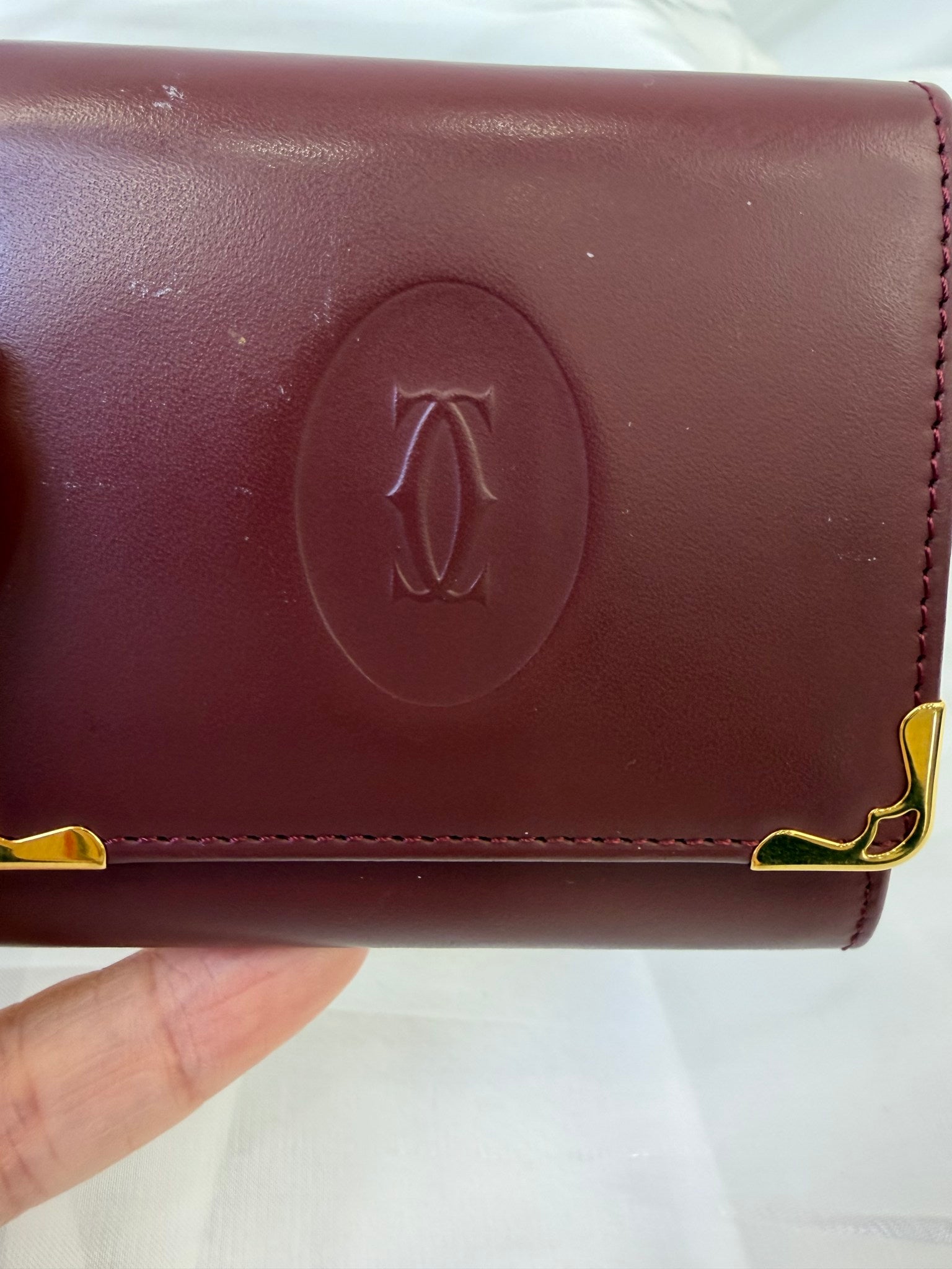 Cartier Bordeaux Leather Must Line Coin Case