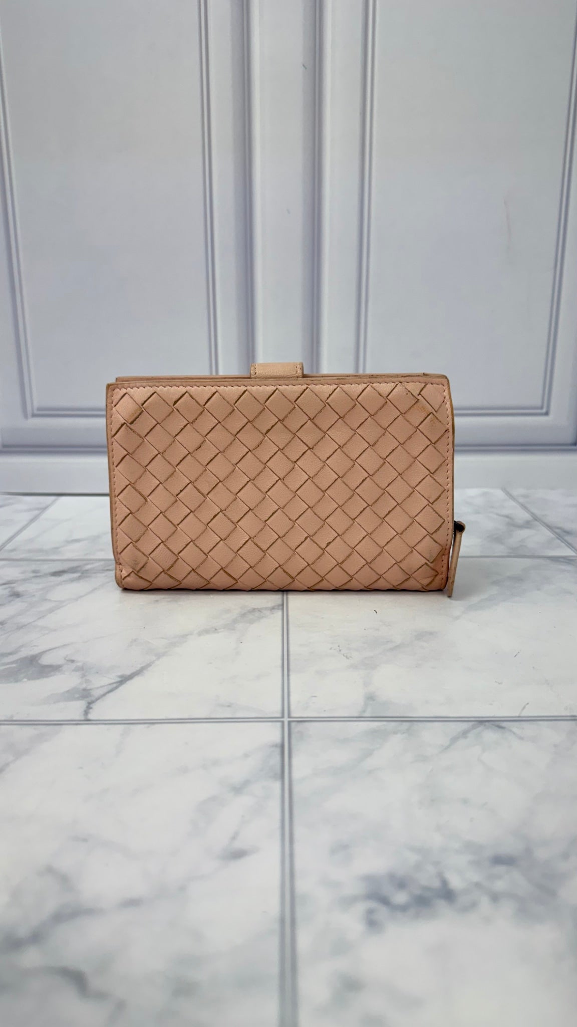 Bottega Veneta Pink Intrecciato Leather Compact Wallet
