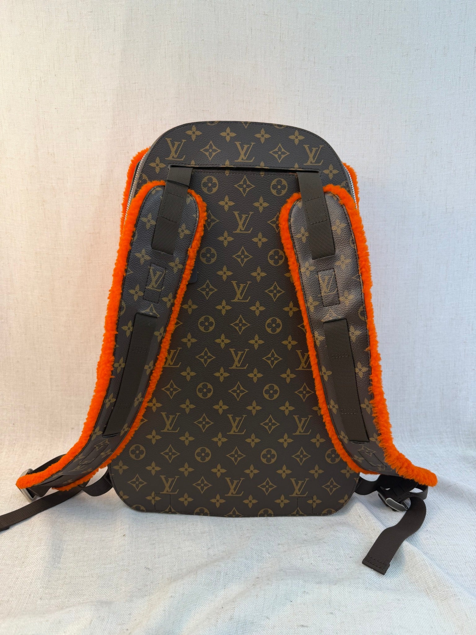 Louis Vuitton x Marc Newson Monogram And Bright Orange Shearling Backpack