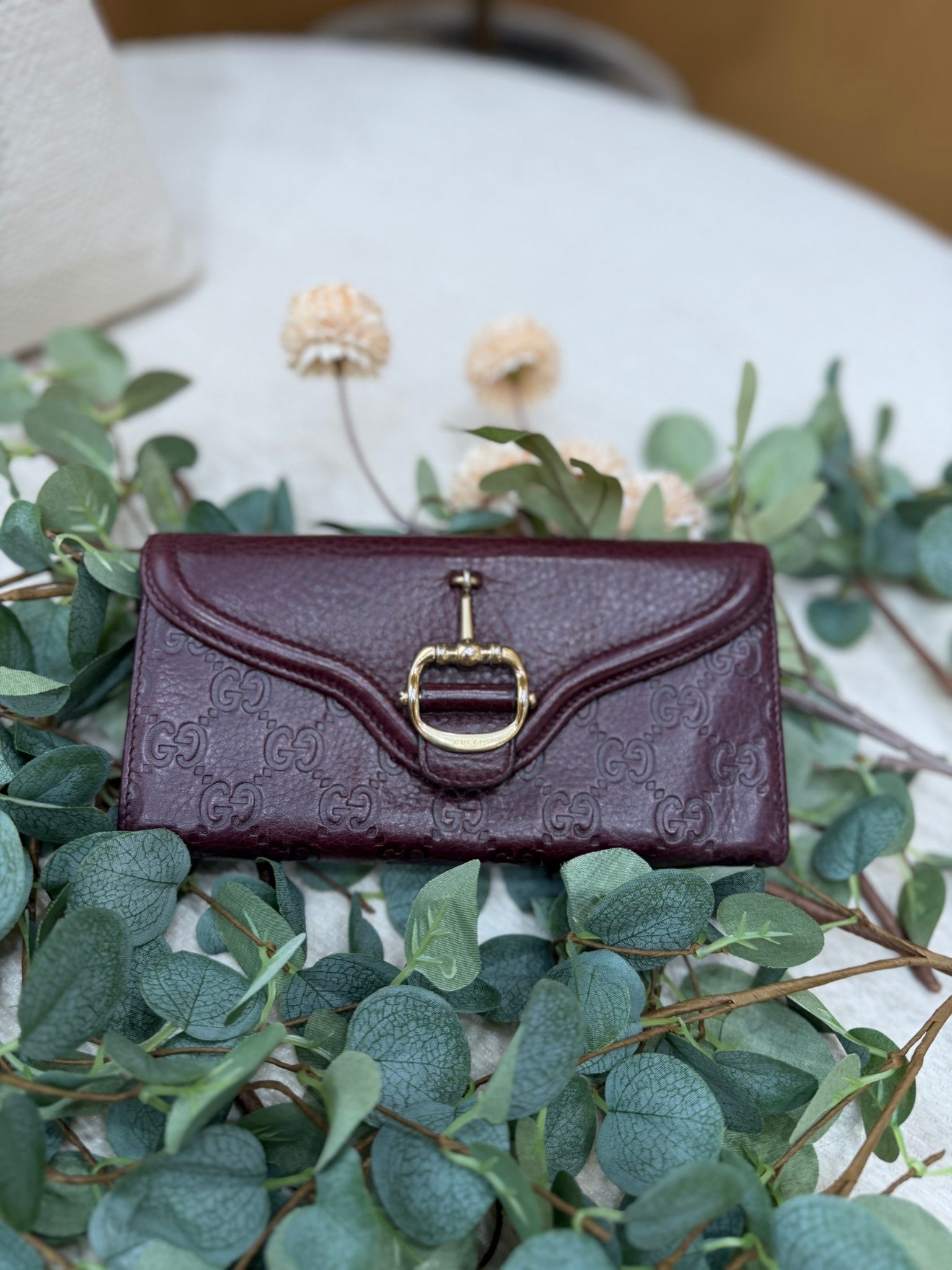 Gucci Burgundy Guccissima Leather Horsebit Wallet