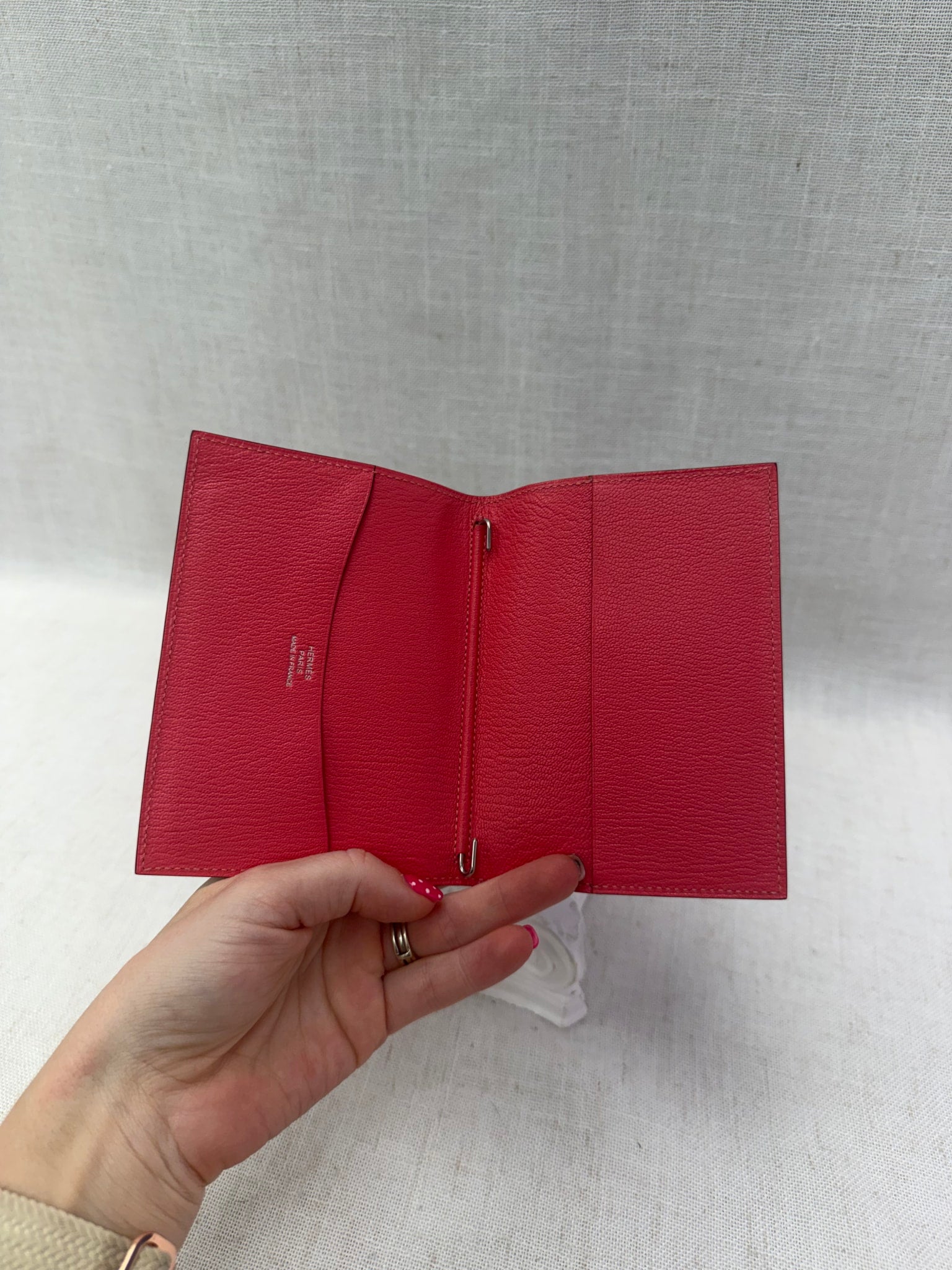Hermes Blue & Coral Leather Passport Holder