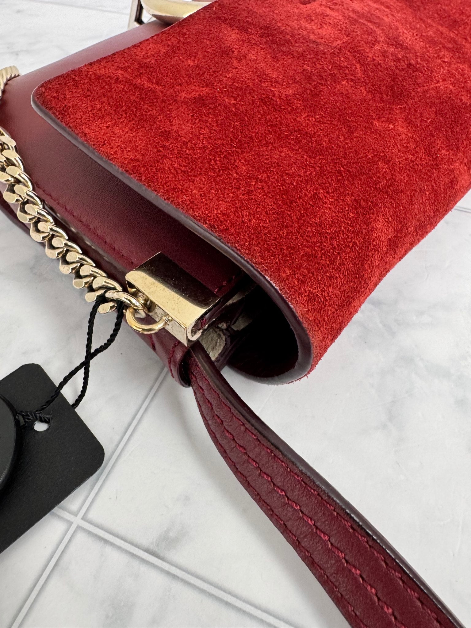 Chloe Red Suede And Leather Small Faye Crossbody Bag
