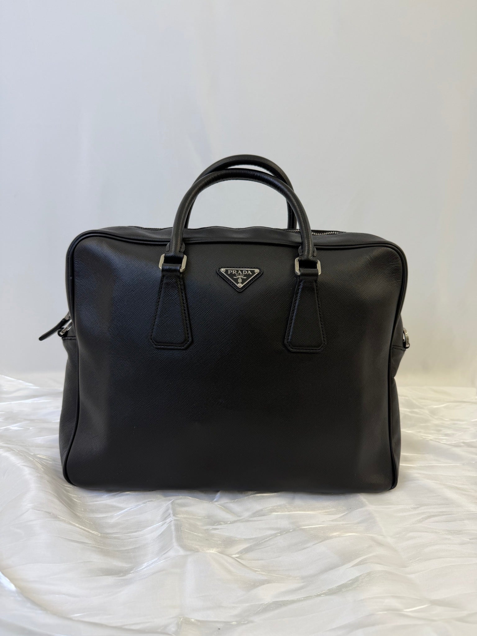 Prada Black Saffiano Leather Briefcase