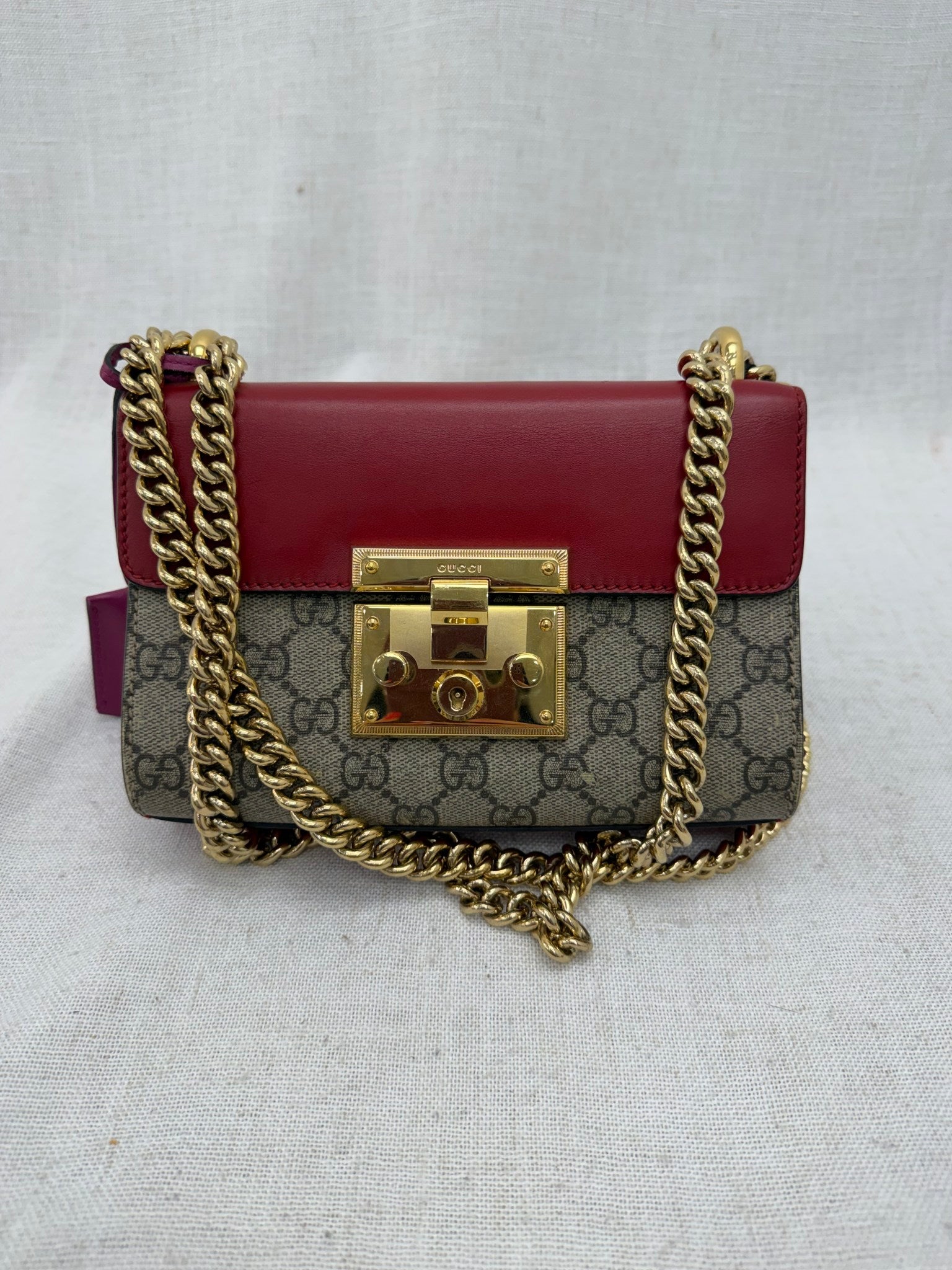Gucci Tricolor Leather Padlock Chain Shoulder Bag