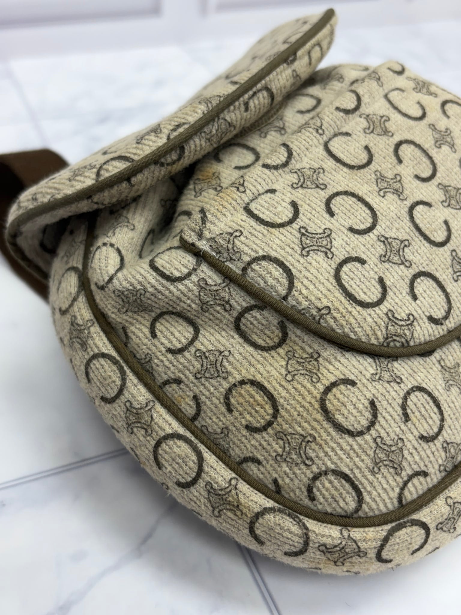 Celine Beige Cotton Baby Backpack