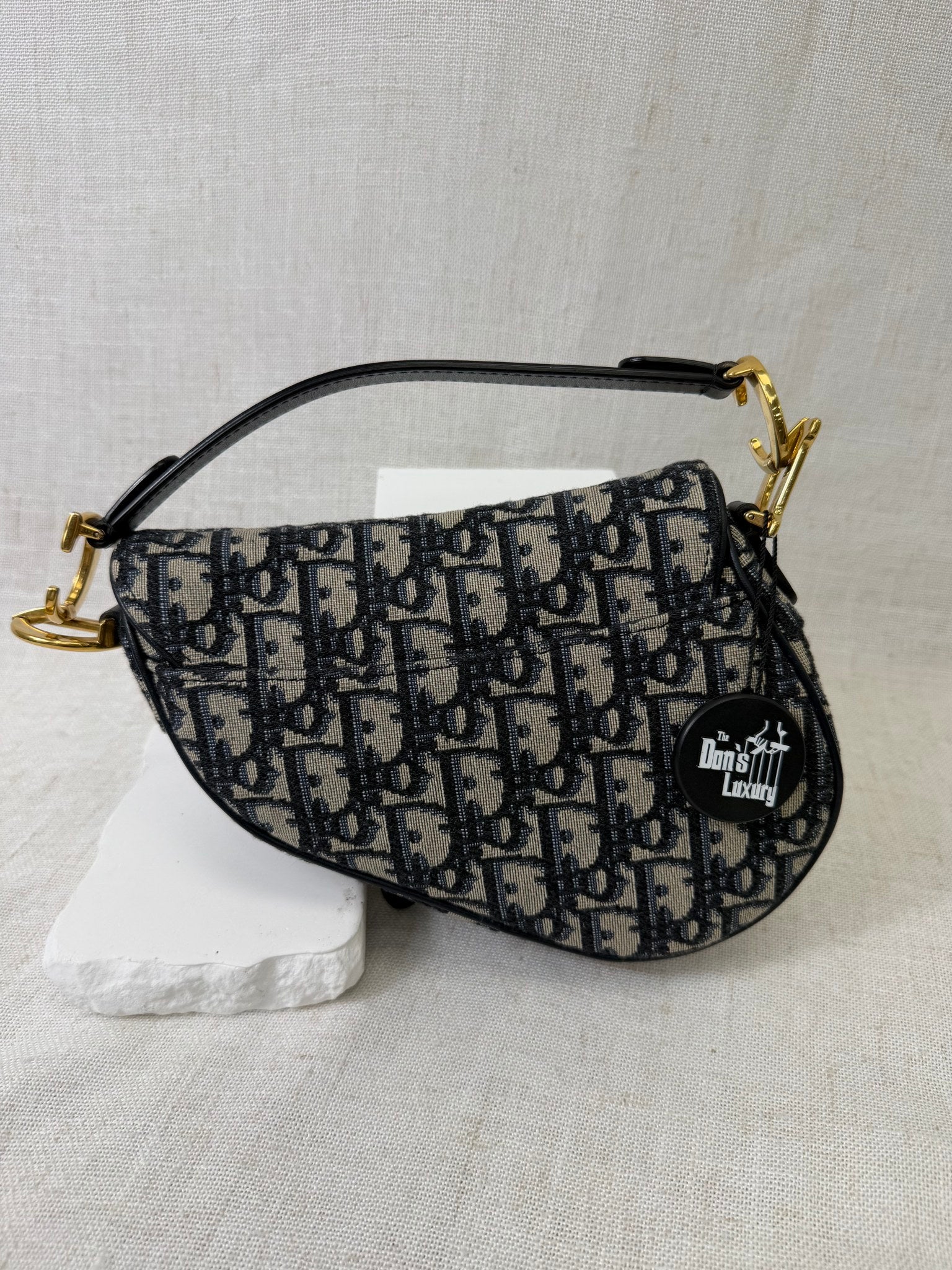 Christian Dior Blue Canvas Mini Saddle Bag