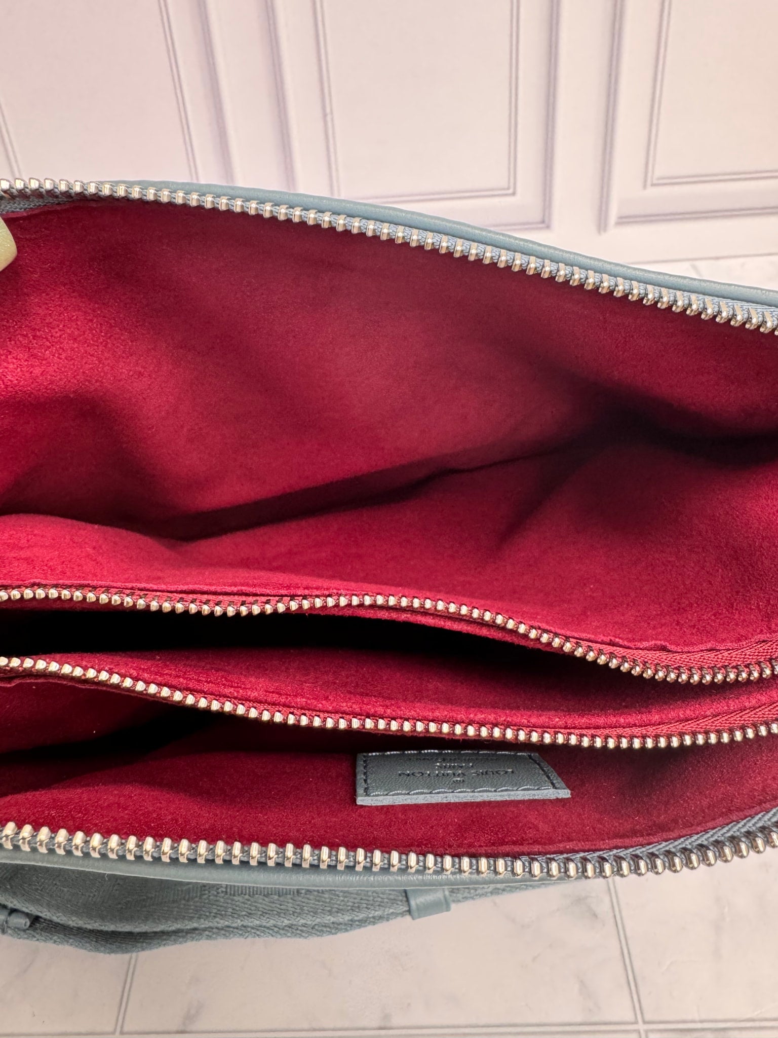 LIKE NEW - Louis Vuitton Blue Embossed Puffy Monogram Coussin PM