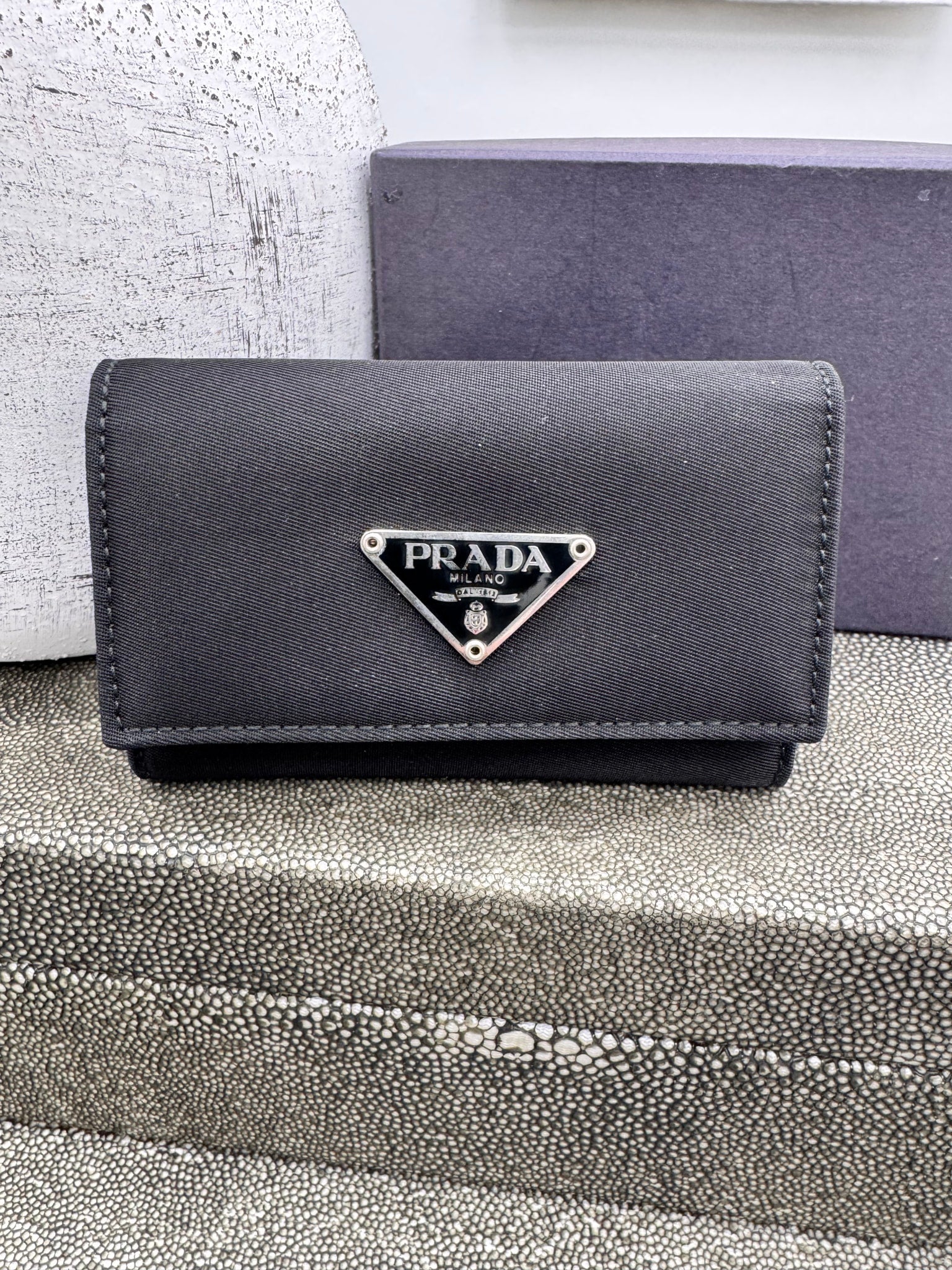 LIKE NEW - Prada Black Nylon 6 Key Case