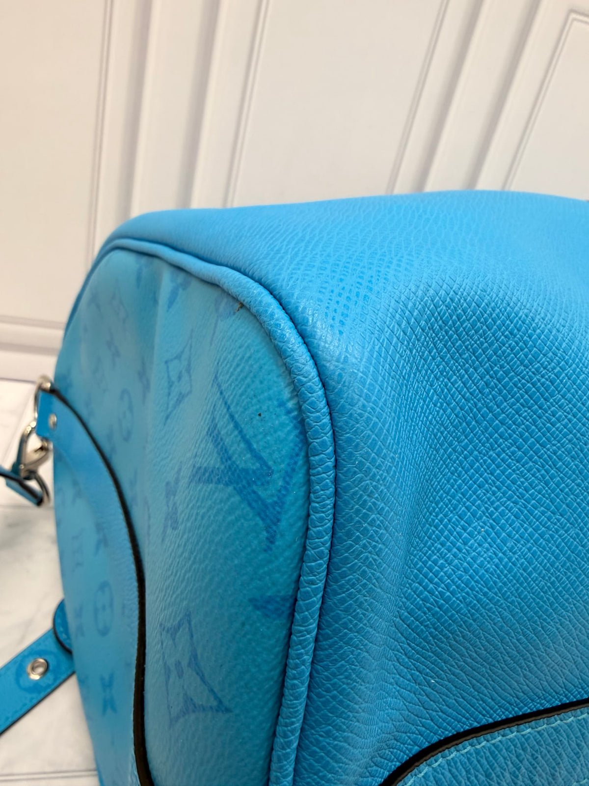 Louis Vuitton Blue Leather Keepall Bandouliere 50 Duffle Bag