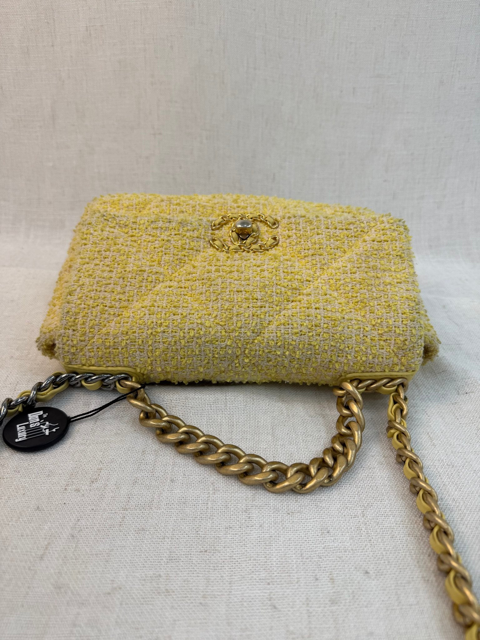 Chanel Yellow Tweed Medium Chanel 19 Flap Bag