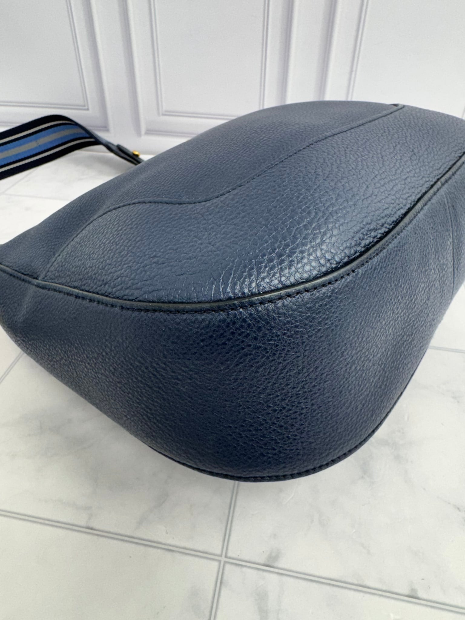LIKE NEW - Prada Blue Grained Leather Crossbody Bag